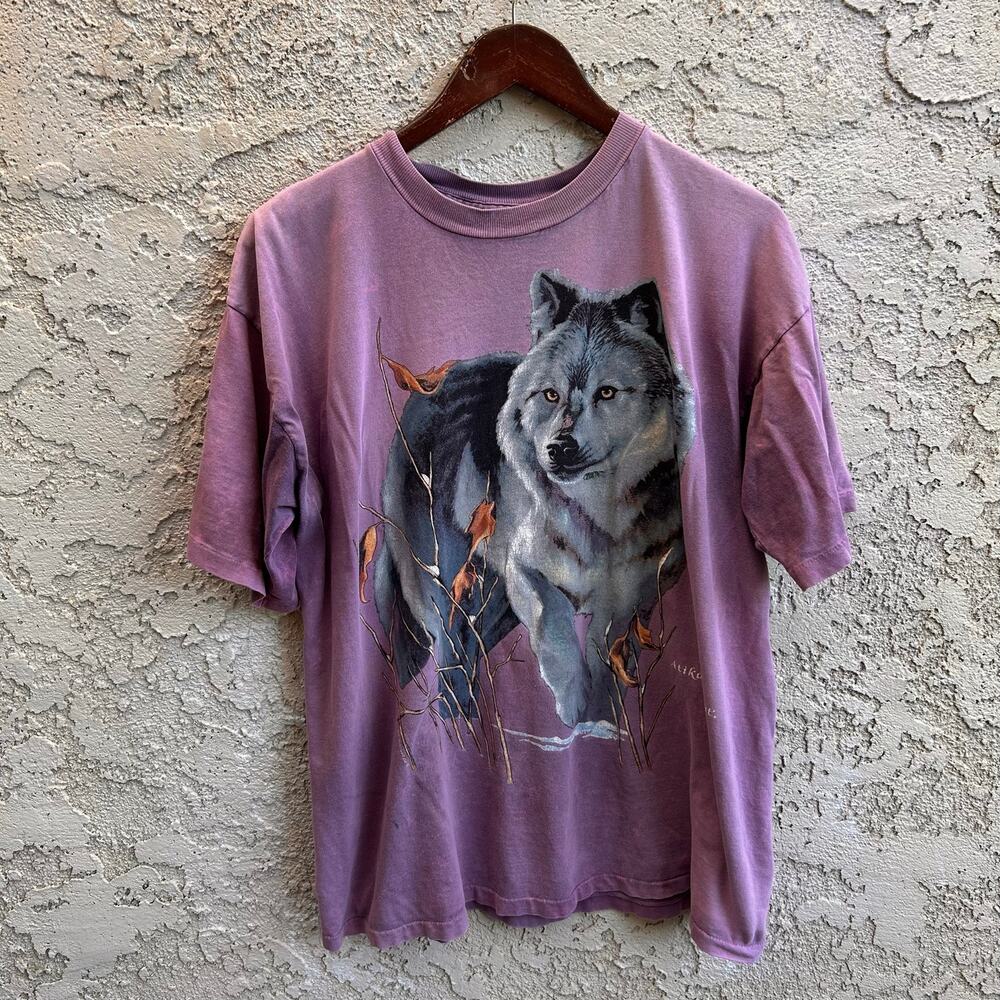 Vintage Howling Wolf Nature Graphic T-Shirt Wildlife Outdoors XL